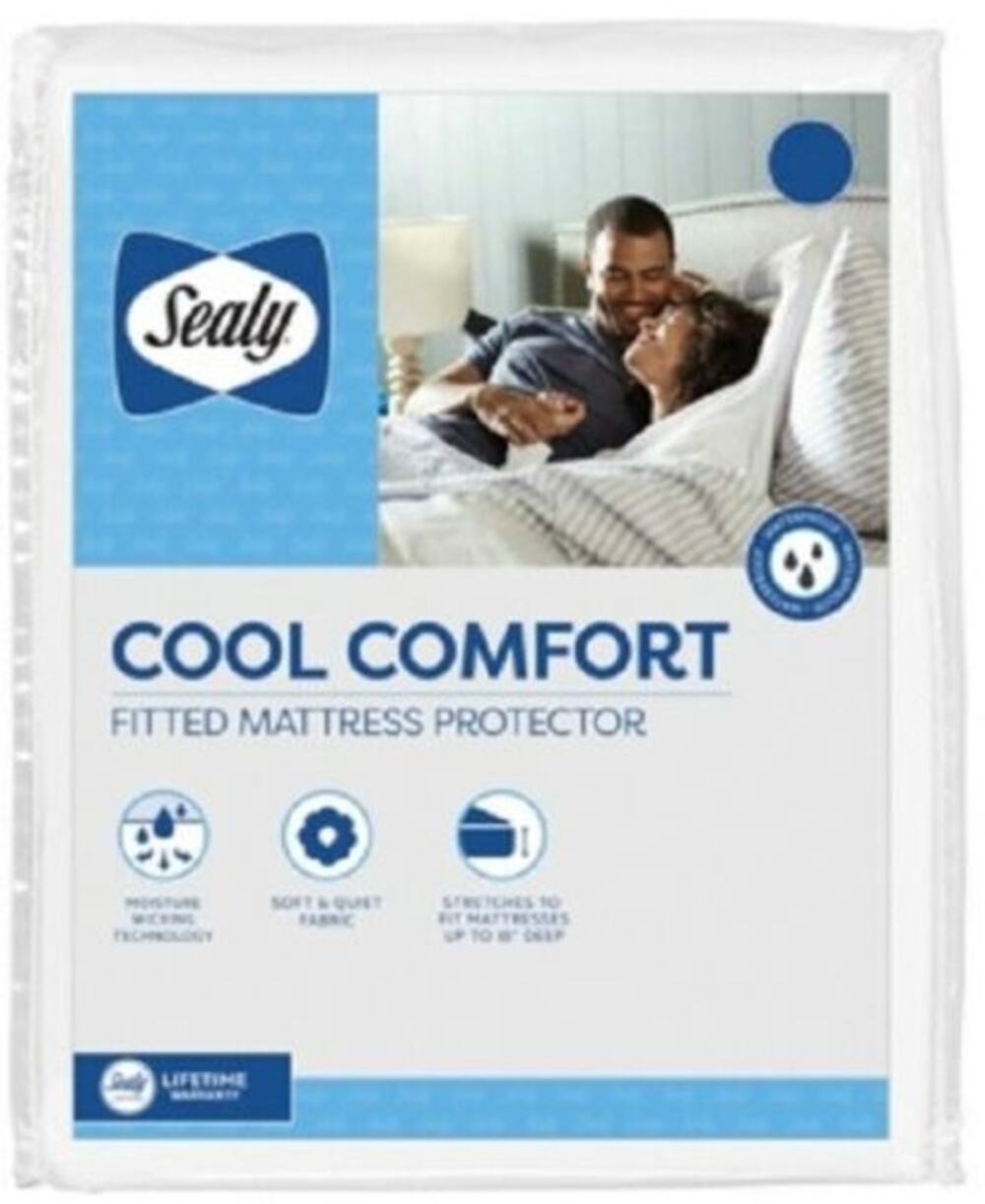 Sealy Cool Comfort Fitted Mattress Protector KING Size Waterproof Soft White NWT